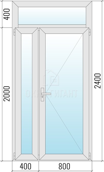 Межкомнатная стеклянная полуторная алюминиевая дверь 1200x2400 с фрамугой