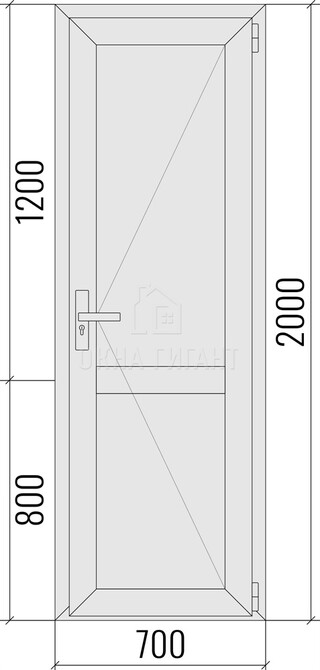 Межкомнатная глухая одностворчатая алюминиевая дверь 700x2000