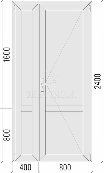 Межкомнатная глухая полуторная алюминиевая дверь 1200x2400