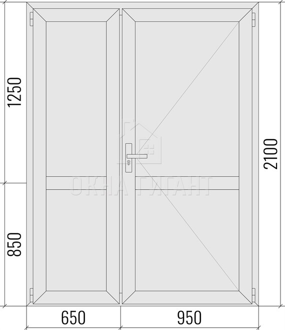 Межкомнатная глухая полуторная алюминиевая дверь 1600x2100