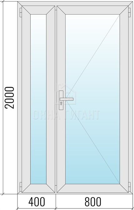 Межкомнатная стеклянная полуторная алюминиевая дверь 1200x2000