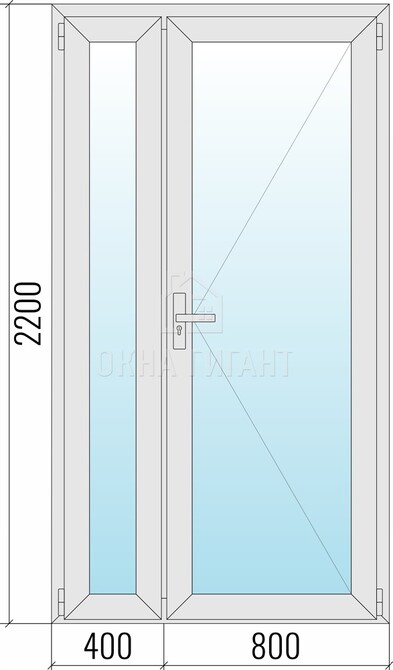 Межкомнатная стеклянная полуторная алюминиевая дверь 1200x2200