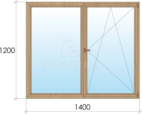 Двухстворчатое деревянное окно из сосны Г-ПО 1400x1200