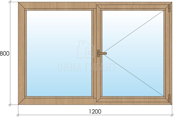 Двухстворчатое деревянное окно из сосны Г-П 1200x800