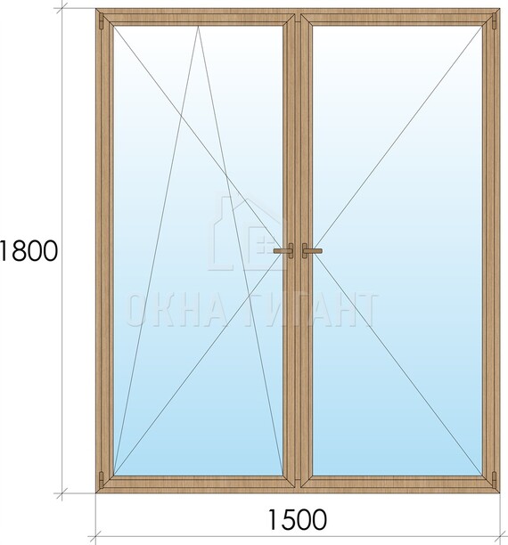 Двухстворчатое деревянное окно из сосны ПО-П 1500x1800