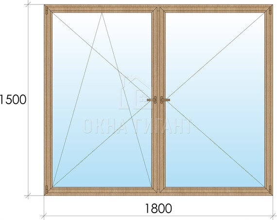 Двухстворчатое деревянное окно из сосны ПО-П 1800x1500