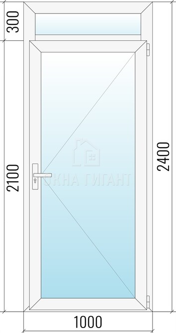 Межкомнатная стеклянная одностворчатая пластиковая дверь 1000x2100