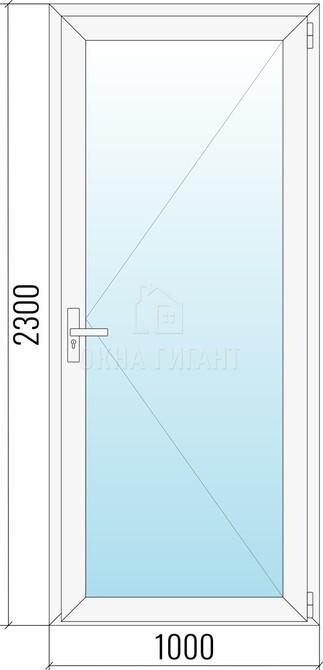 Межкомнатная стеклянная одностворчатая пластиковая дверь 1000x2300