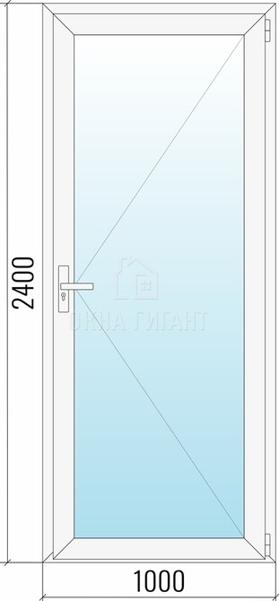 Межкомнатная стеклянная одностворчатая пластиковая дверь 1000x2400