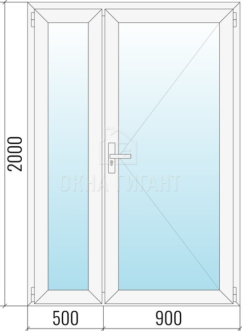 Межкомнатная стеклянная полуторная пластиковая дверь 1400x2000
