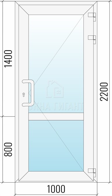 Входная стеклянная одностворчатая пластиковая дверь 1000x2200 с импостом